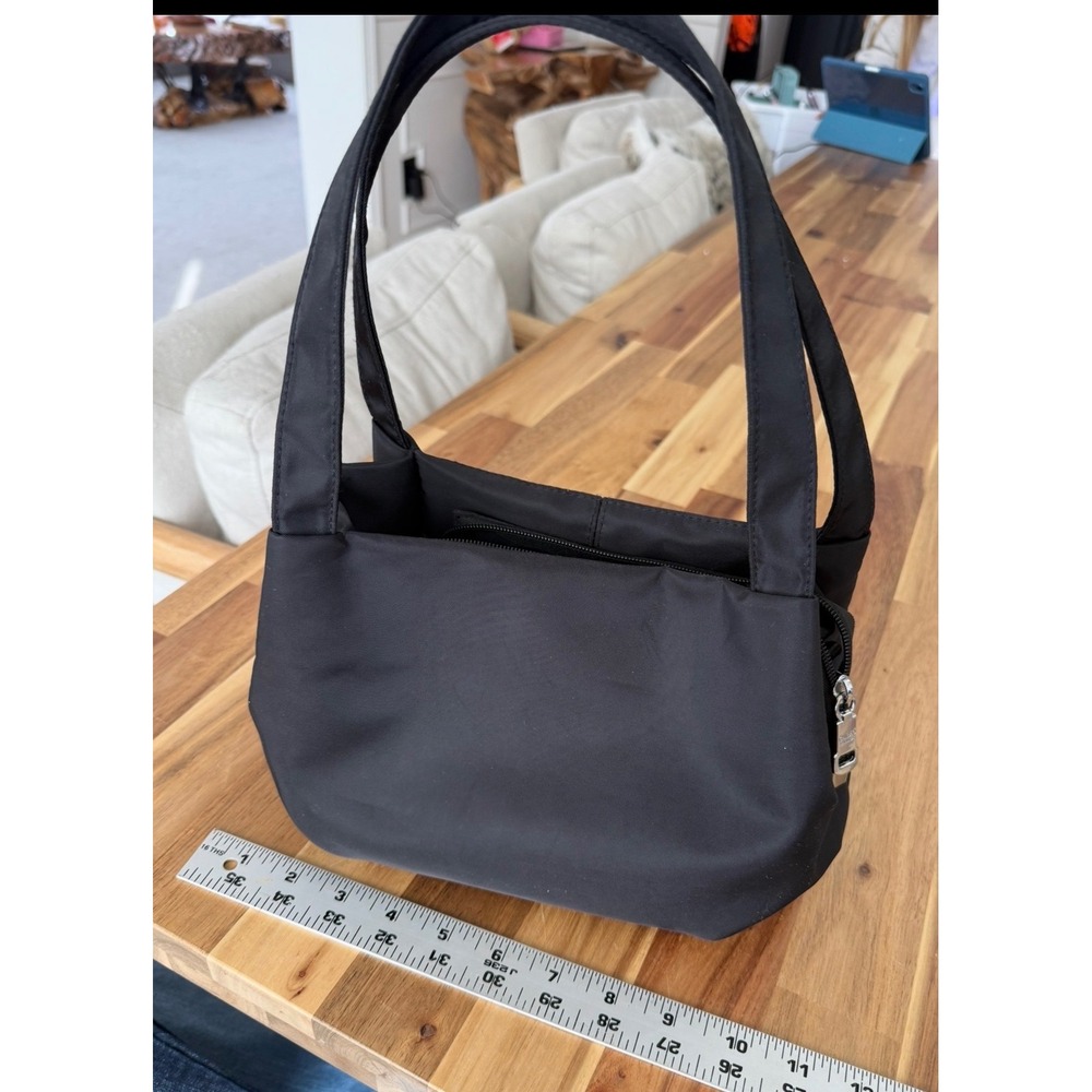 ChiBao Black‎ Nylon Shoulder Bag Small Minimalist Zip Top Handbag Purse